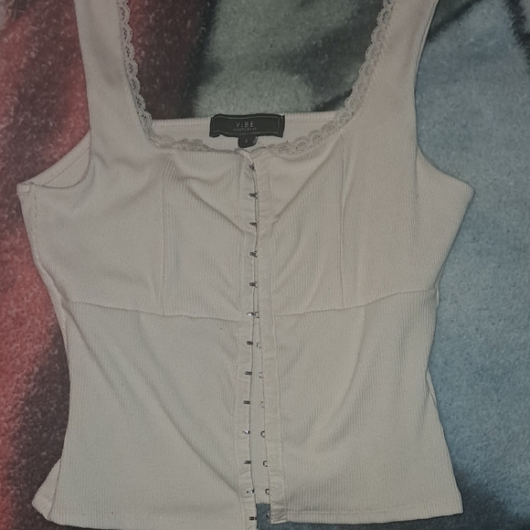 Vibe Women's Cream Lace-Trimmed Blouse - Picture 1 of 1